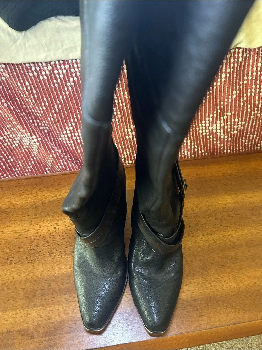 Rockies Steve Madden Black Over-the-Knee Buckle Boots Womens Size 8.5 US